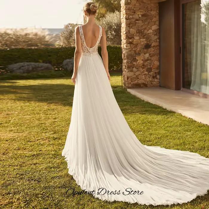Robe de mariée sexy sur mesure avec fente latérale