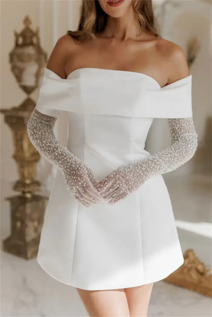Robe de soirée courte en polyester satiné sans manches pour bal, mariage et occasions spéciales pour femmes