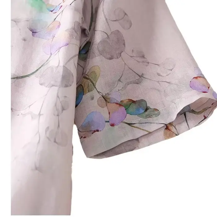 Robe ample en coton et lin imprimé pour femmes
