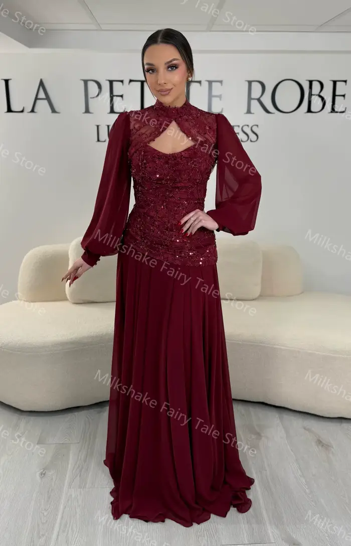 Superbes robes de soirée bordeaux