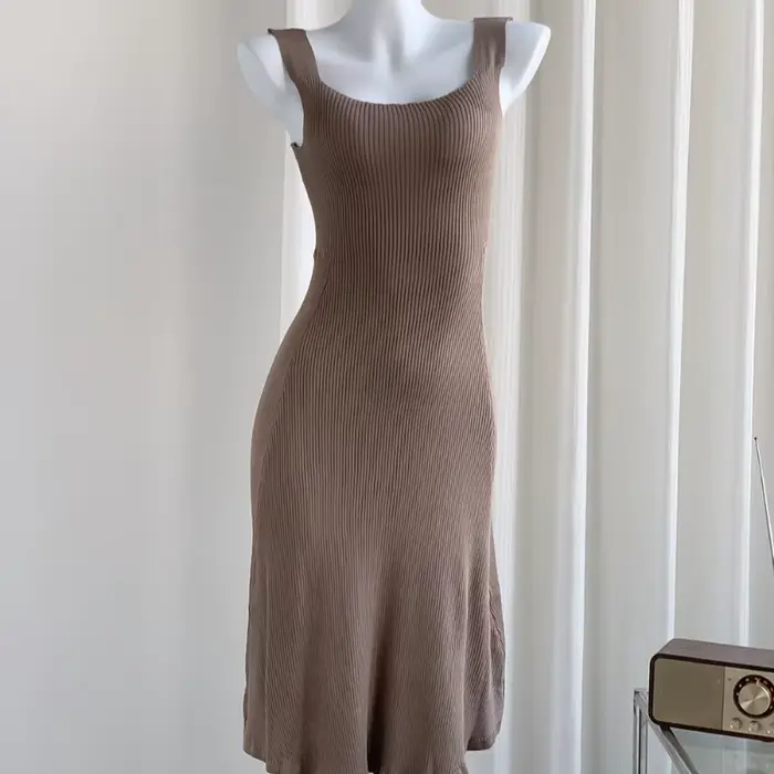 Robe Courte Tricotée Sans Manches Printemps-Été pour Femme