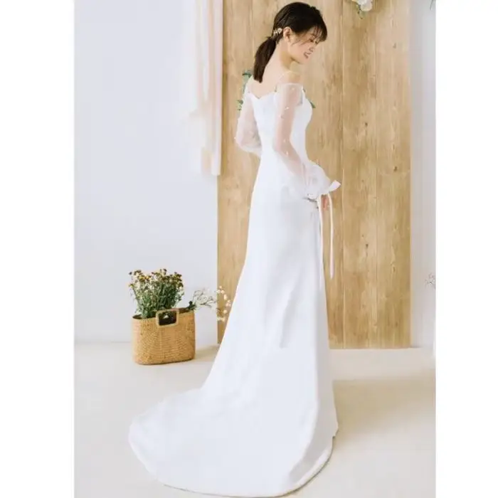 Robe de mariée légère française en Satin