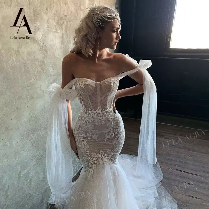 Luxe chérie robe de mariée 2026 glamour hors de l'épaule sirène princesse