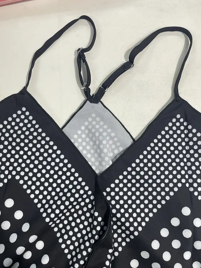Robe à bretelles à imprimé à pois bohème