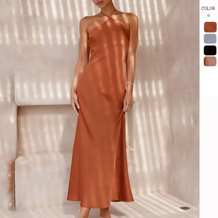 Robes de soirée pour femmes printemps été nouveau Sexy solide mince sans manches dos nu tempérament Maxi