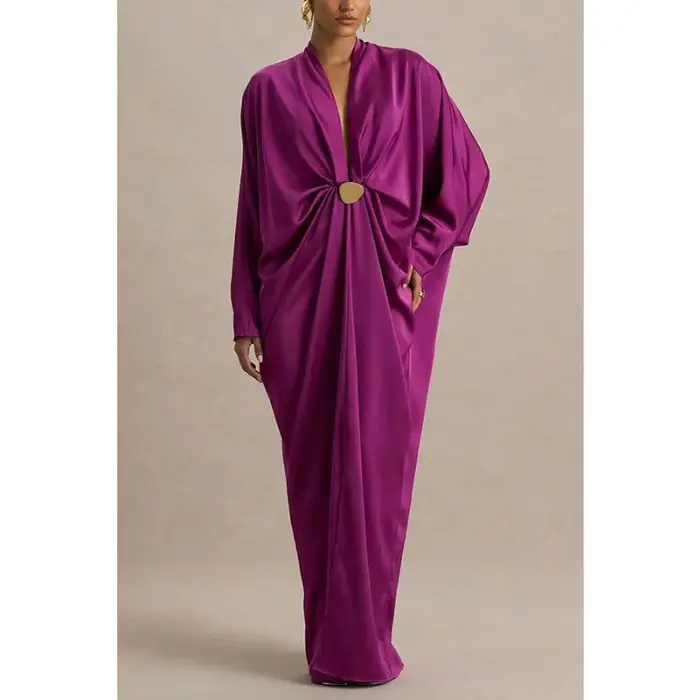 Robe longue de cocktail élégante en satin pour femme