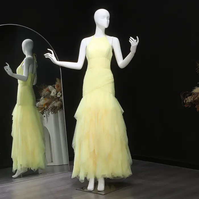Sharon Said-Robe de Soirée Élégante Jaune à Volants pour Femme