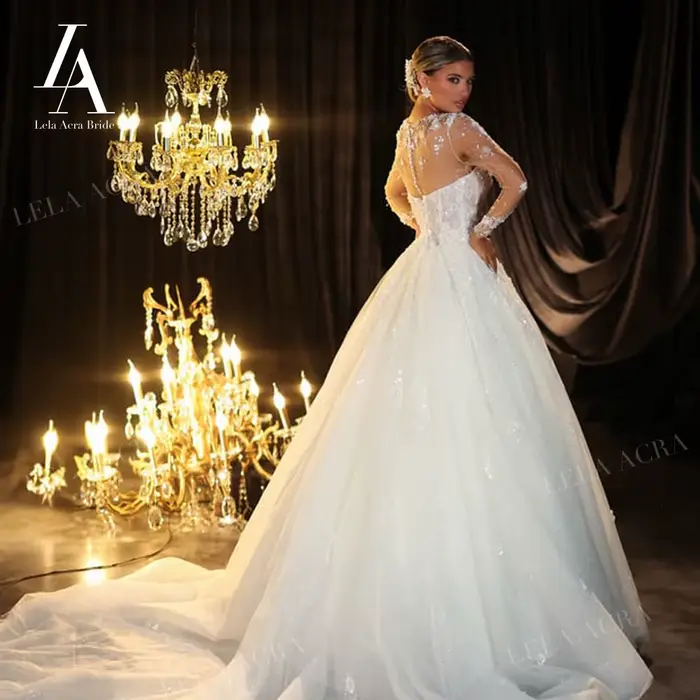 Magnifique robe de mariée 2 en 1 2026 Appliques fleurs 3D a-ligne princesse