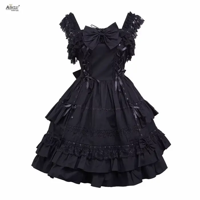 Robe trapèze classique mi-longue noire en élasthanne avec dentelle et ruban pour femmes, idéale pour les occasions spéciales et les événements de gala
