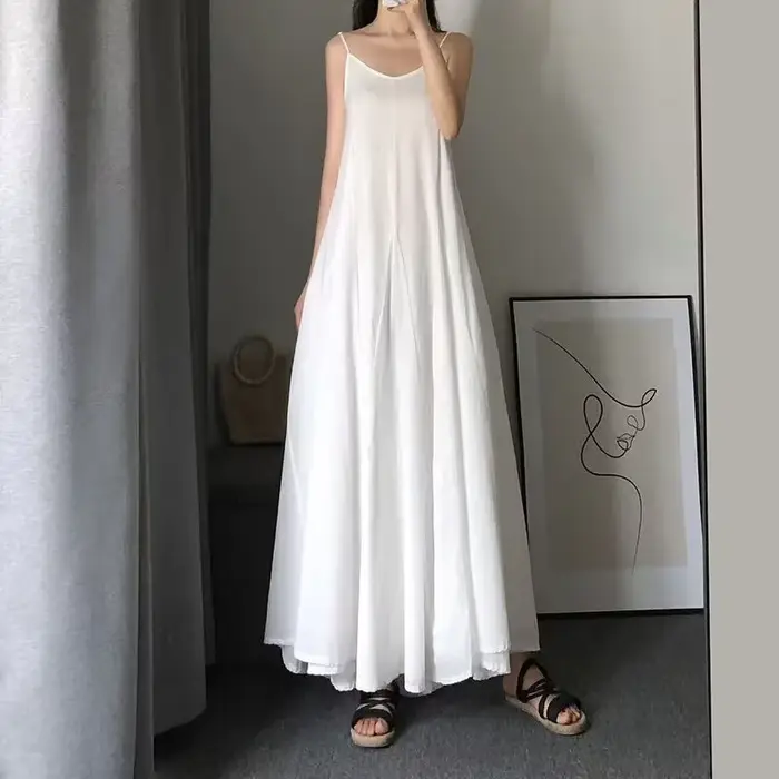 Robe longue d'été pour femme en coton pur