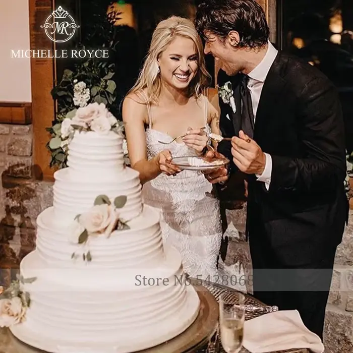 Robe de mariée Michelle Royce sirène sans manches appliques dos nu train de chapelle pour cérémonie de mariage et occasions spéciales