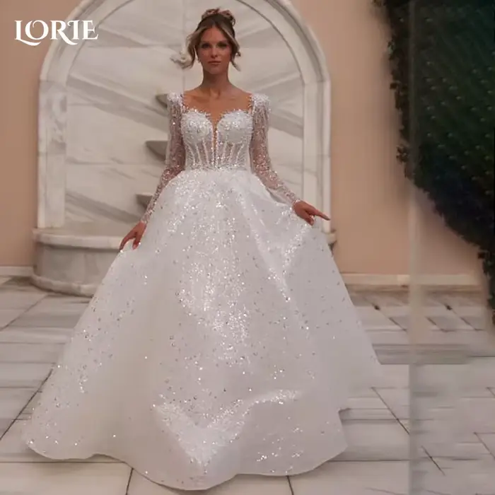 Robe de Mariée Vintage à Manches sulfBouffantes