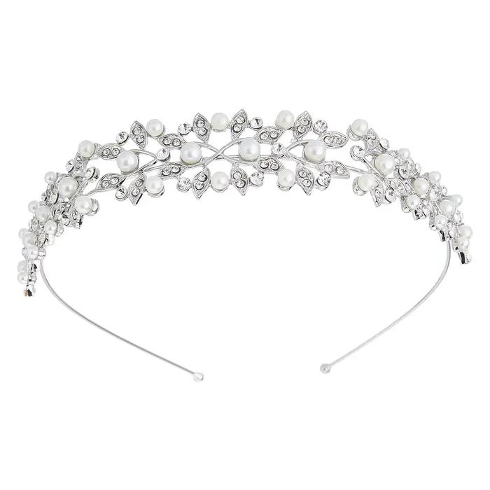 1 pièce Accessoire de cheveux de mariage élégant, serre-tête en perles argentées et strass, pour mar