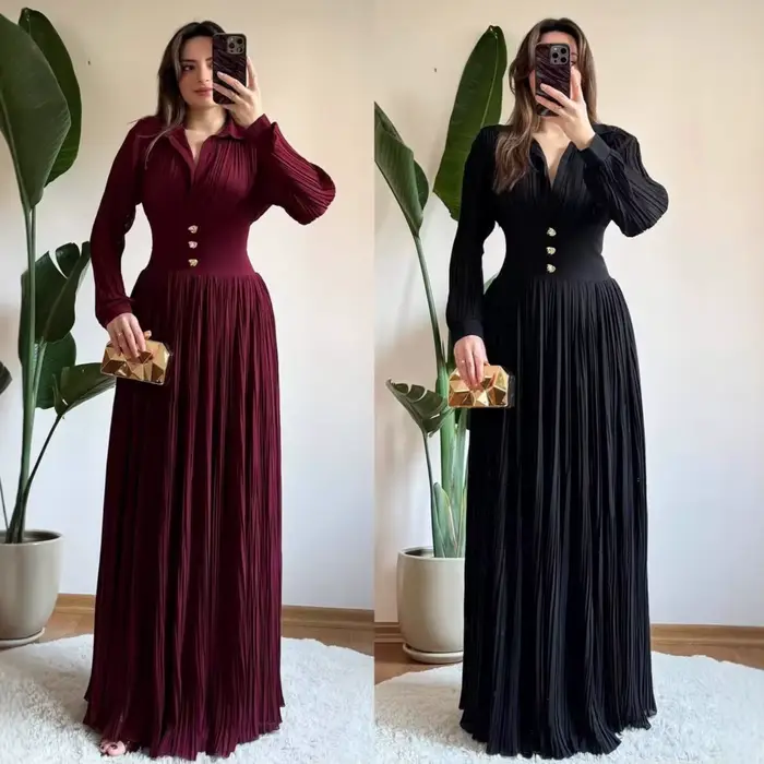 Robe de soirée plissée pour femme