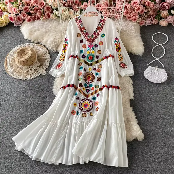 Femmes robe Vintage bohème ethnique bord de mer