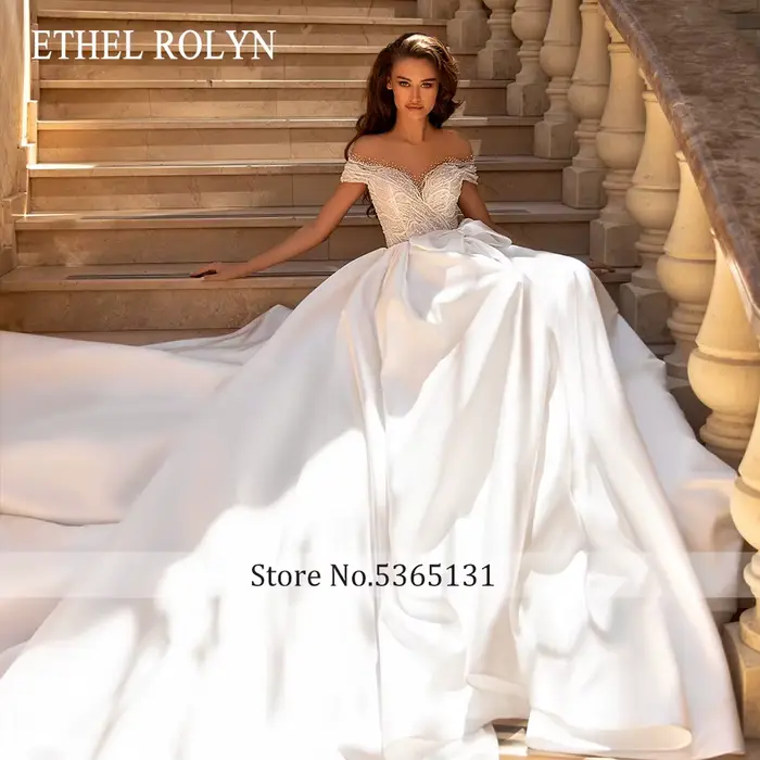 ETHEL ROLYN robe De mariée trapèze Chic perlée chérie dos nu princesse
