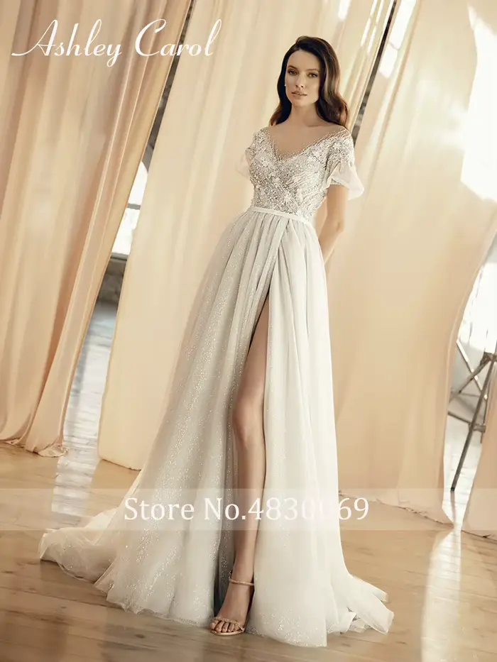 Ashley Carol-Robes de mariée à manches bouffantes