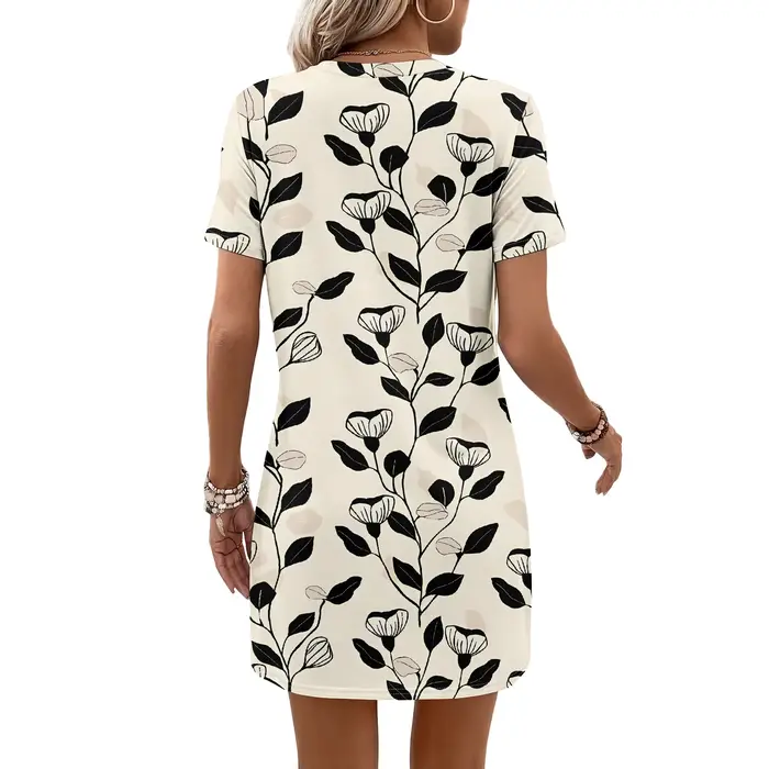 Robe florale à manches courtes