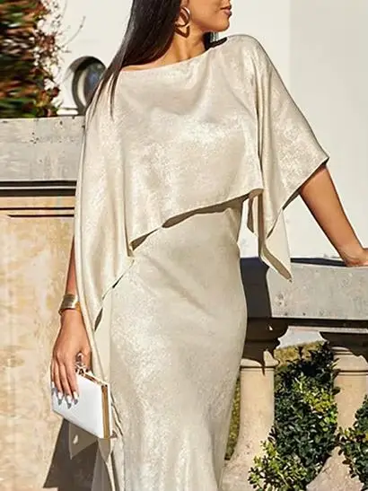 Robe de soirée Modigirl femmes luxueuse maxi cape asymétrique chauve-souris brillante pour mariages galas soirées spéciales