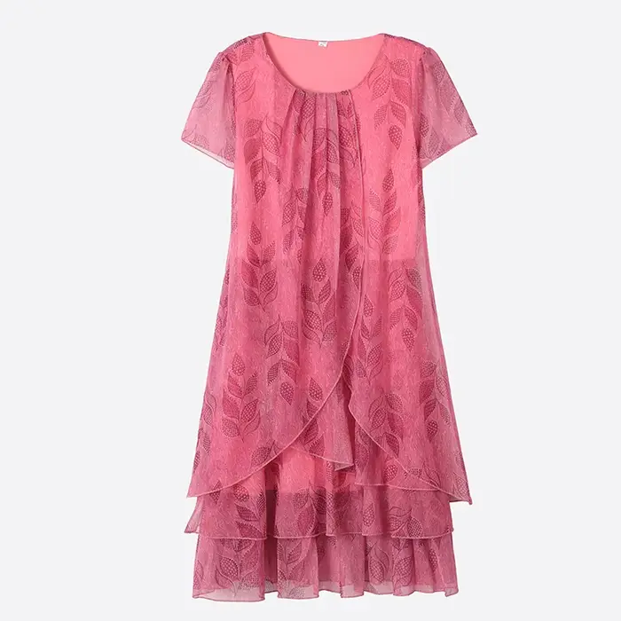 Robe d'été décontractée à manches courtes col rond imprimé floral volants cascade silhouette robe de bal pour femmes occasions spéciales