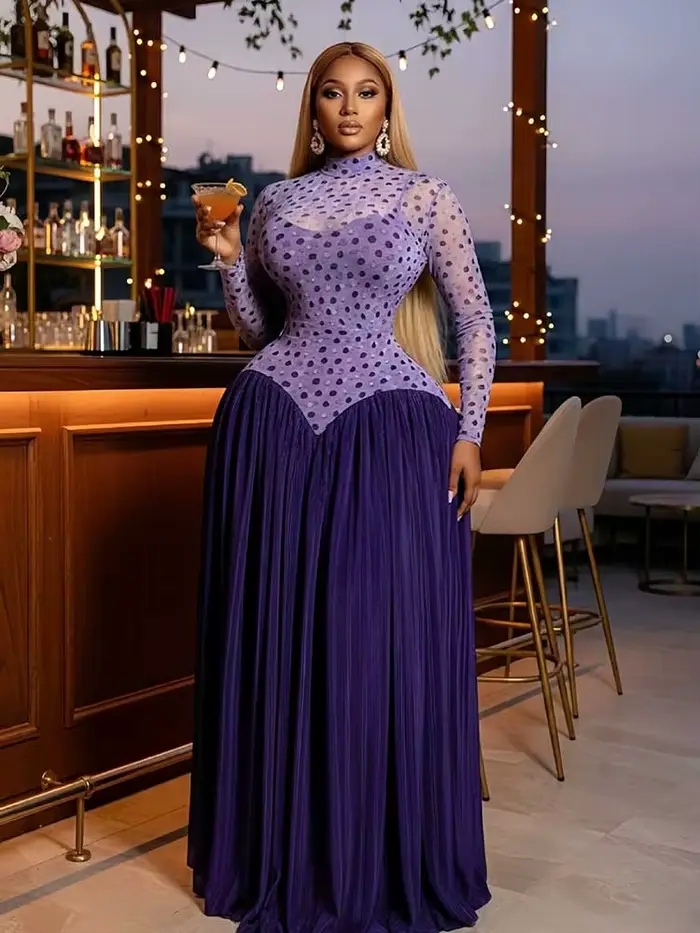 Robe élégante à manches longues pour femmes, coupe trapèze extensible, idéale pour les événements formels et les soirées printemps été