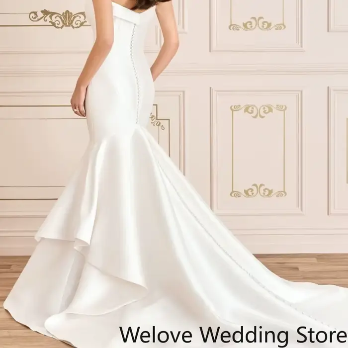 Robe de mariée sirène en satin ivoire rose novias avec col tube et soutien-gorge intégré pour femmes élégantes occasions spéciales