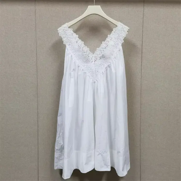 Robe débardeur 2 couleurs pour femmes, col en v, coupe ample, couture en dentelle, Robe courte