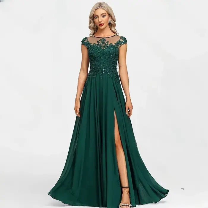 Robe de soirée élégante personnalisée pour mère de la mariée mariage bal de promo cocktail soirée mousseline dentelle paillettes 2026