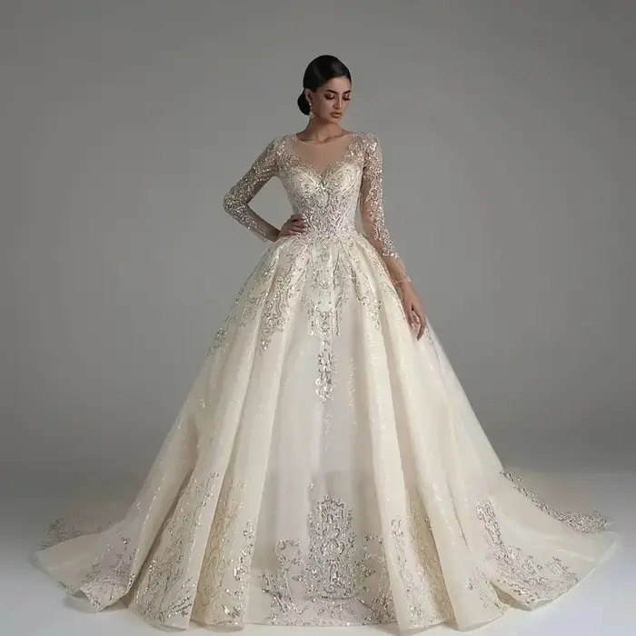 Robe De mariée personnalisée De luxe perlée Applique princesse