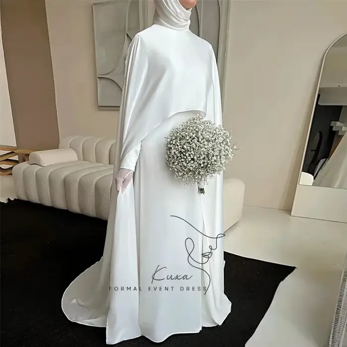 KUXA modeste robes de mariée musulmanes col haut robe