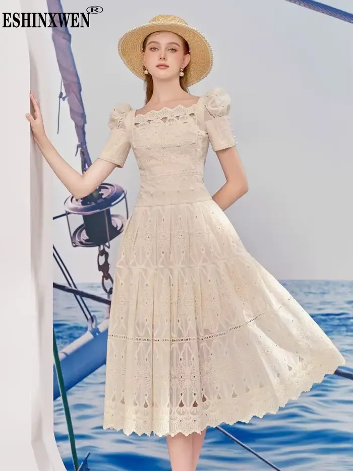 Eshin – robe blanche élégante pour femmes