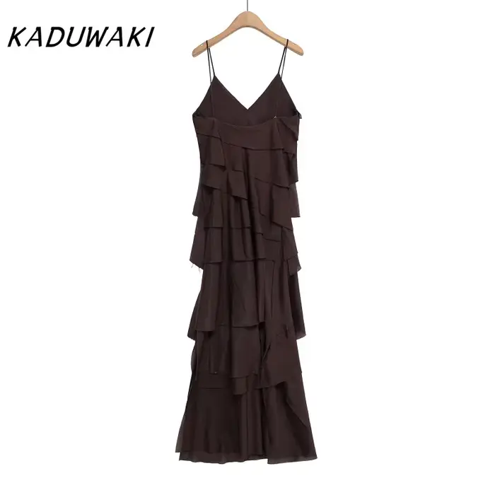 Robe Kaduwaki sans manches pour femmes, polyester et viscose, col rond, style décontracté, pour toutes les occasions