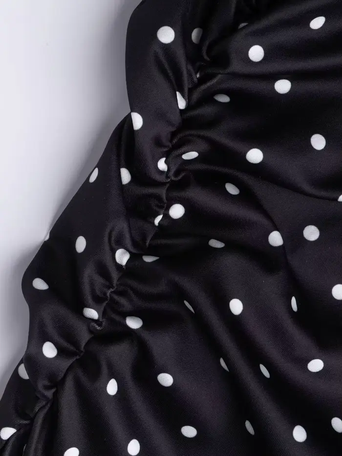 Robe moulante sexy à pois noirs et blancs pour femme