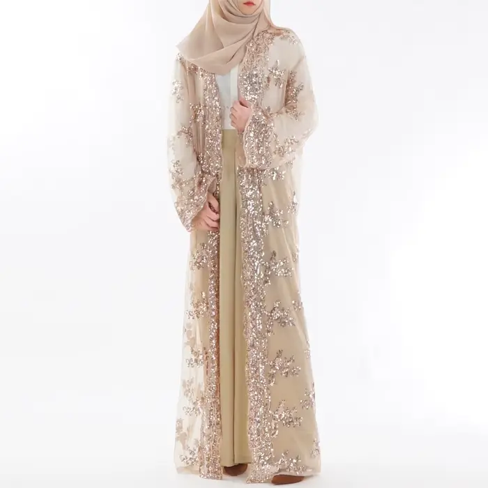 Robe arabe musulmane décontractée avec paillettes en acétate pour femmes toute la saison occassions spéciales et activités quotidiennes