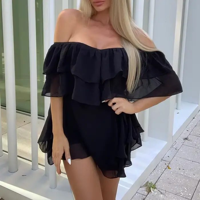Robes élégantes pour femmes 2026 – Nouvelle collection été, robe mini en mousseline sexy sans manche