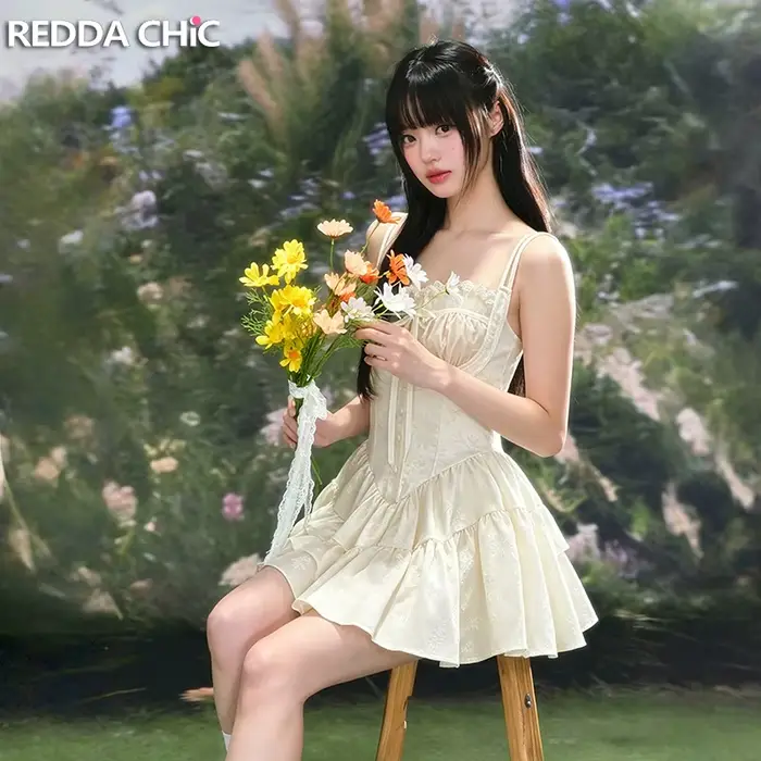 REDDACHiC Robe d'été florale romantique et short à volants pour femme
