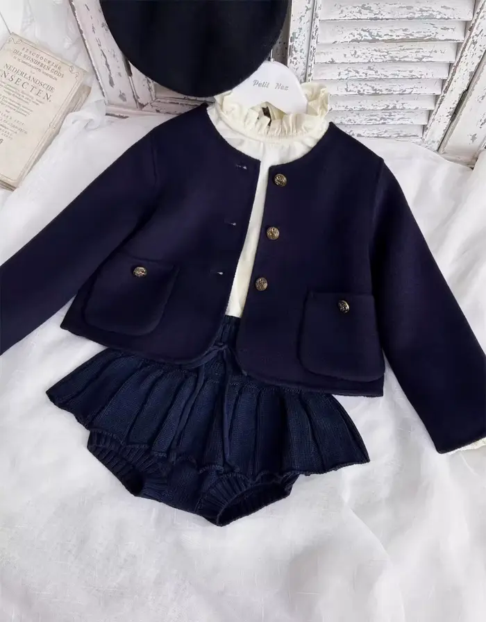 Robe vintage brodée de fleurs à manches longues style collège pour filles 4-6 ans ocassions spéciales automne hiver été