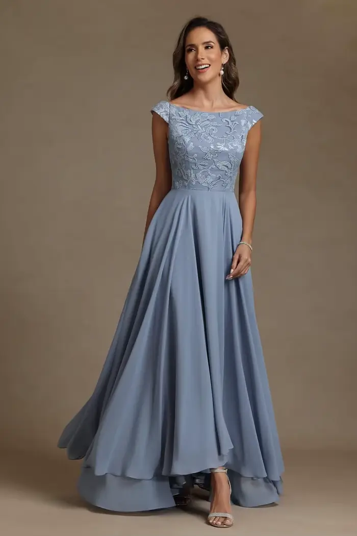 Robe de soirée formelle en mousseline de soie pour mère de la mariée