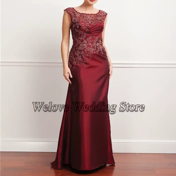 Robe de Mère de la Mariée Rose Novias en Satiné avec Appliques et Dentelle pour Cérémonies de Mariage et Soirées Spéciales