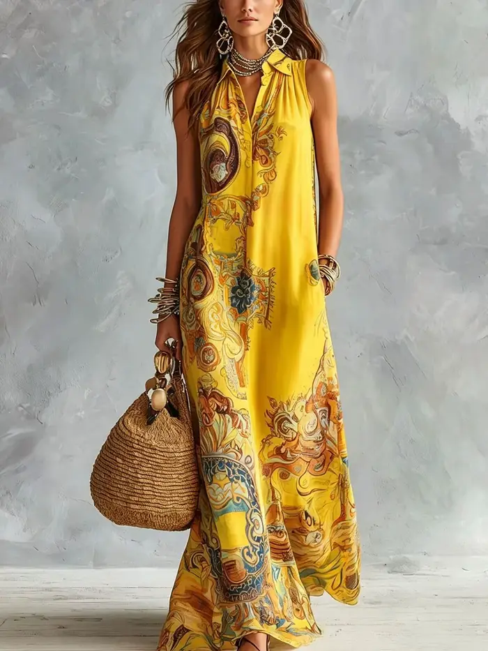 Robe longue élégante sans manches pour femme