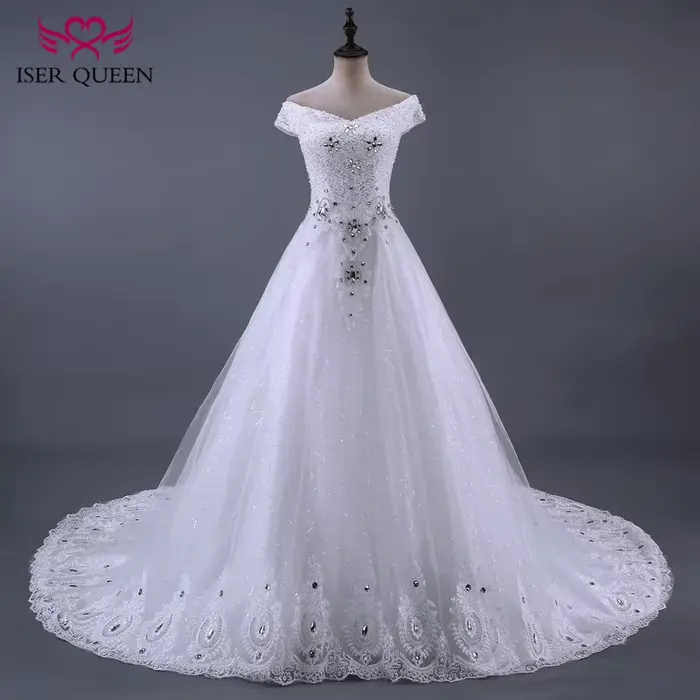 Robe de mariée de luxe en perles de cristal personnalisées