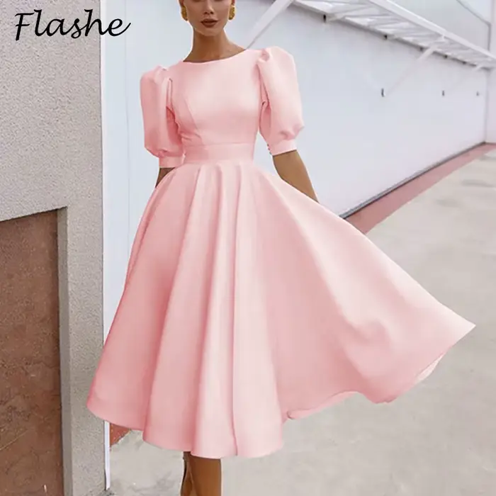 Robe trapèze à manches courtes pour femmes, décontractée et élégante, mode d'été, polyester, tailles S à XXL