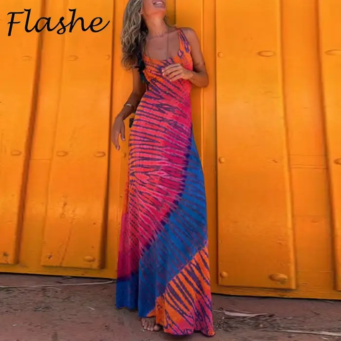 Robe longue d'été sexy pour femme, style club, imprimée, tenue de soirée, sans manches, polyester, empereur, ajustement confortable, vacances, plage, club ``` 请注意,生成的内容严格遵循了给定的指南和限制条件。