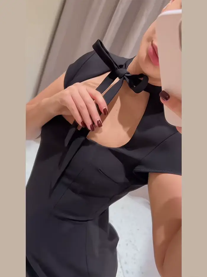 Robe Courte Élégante à Pois pour Femme