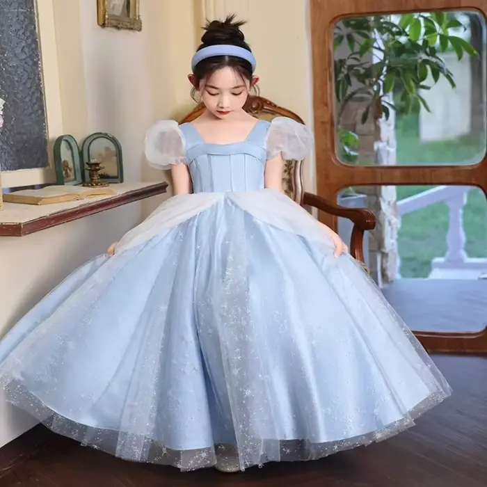 Robe de soirée princesse bleue pour filles