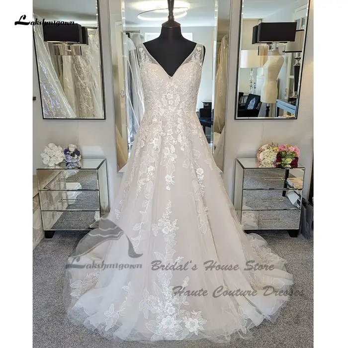 Yanshmigown-Robes de mariée A-ligne Lucury pour femmes