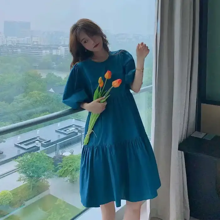 Robe féerique bleue pour femmes, vêtements blancs Kawaii, robes mi-longues, mignonne, à la mode, Sty