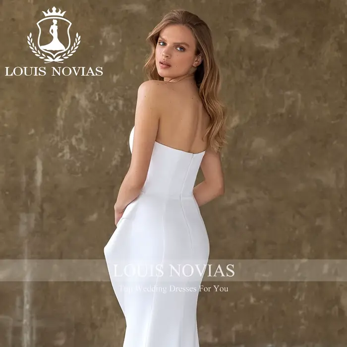 LOUIS NOVIAS robe De mariée en Satin Style sirène chérie sans manches froncé