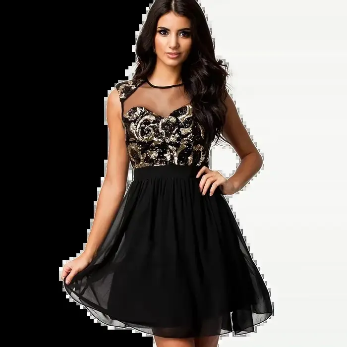 Élégant Vintage noir maille insérer robe patineuse Sexy Peplum robe nouvelle mode robe d'été femmes