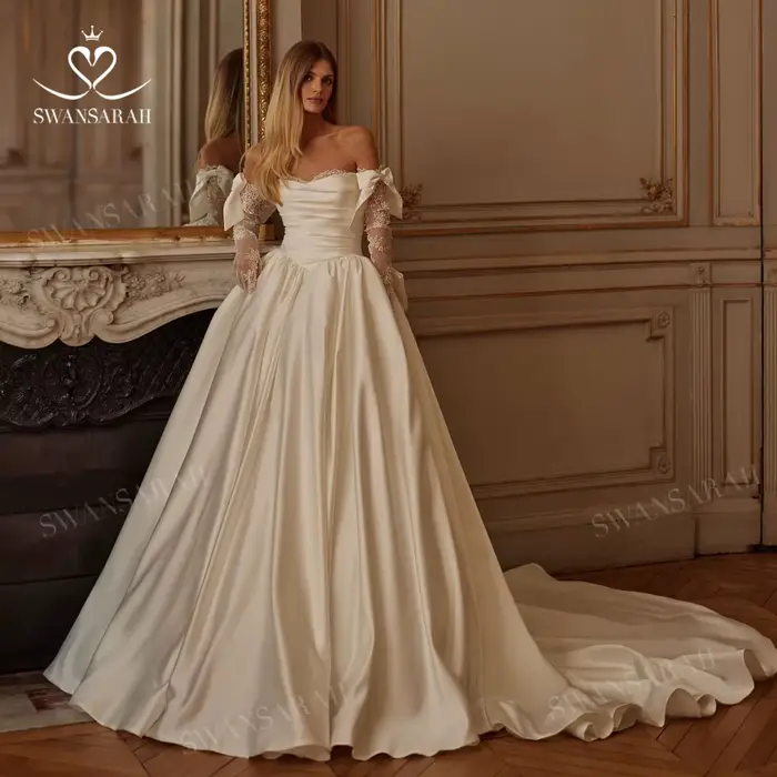 Chérie a-ligne robe De mariée 2026 Vintage perles arc princesse personnalisé fête robe De mariée Swa
